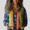 Women’s Floral Button-Down Shirt with Three-Quarter Sleeves