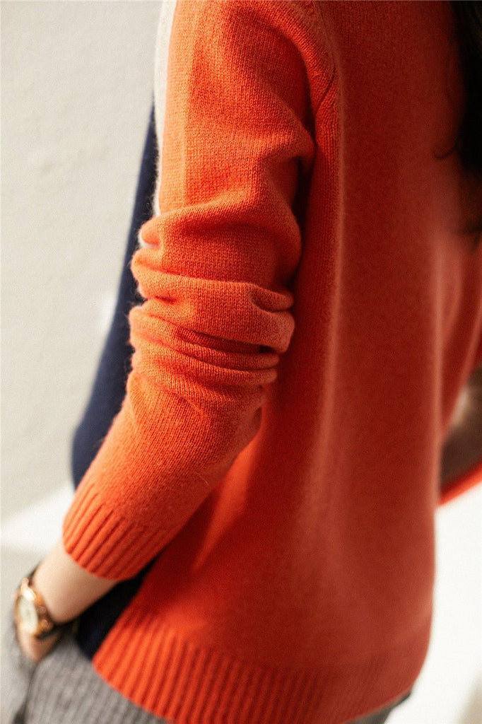 Women’s Striped Knit Jumper with Colour Block Design