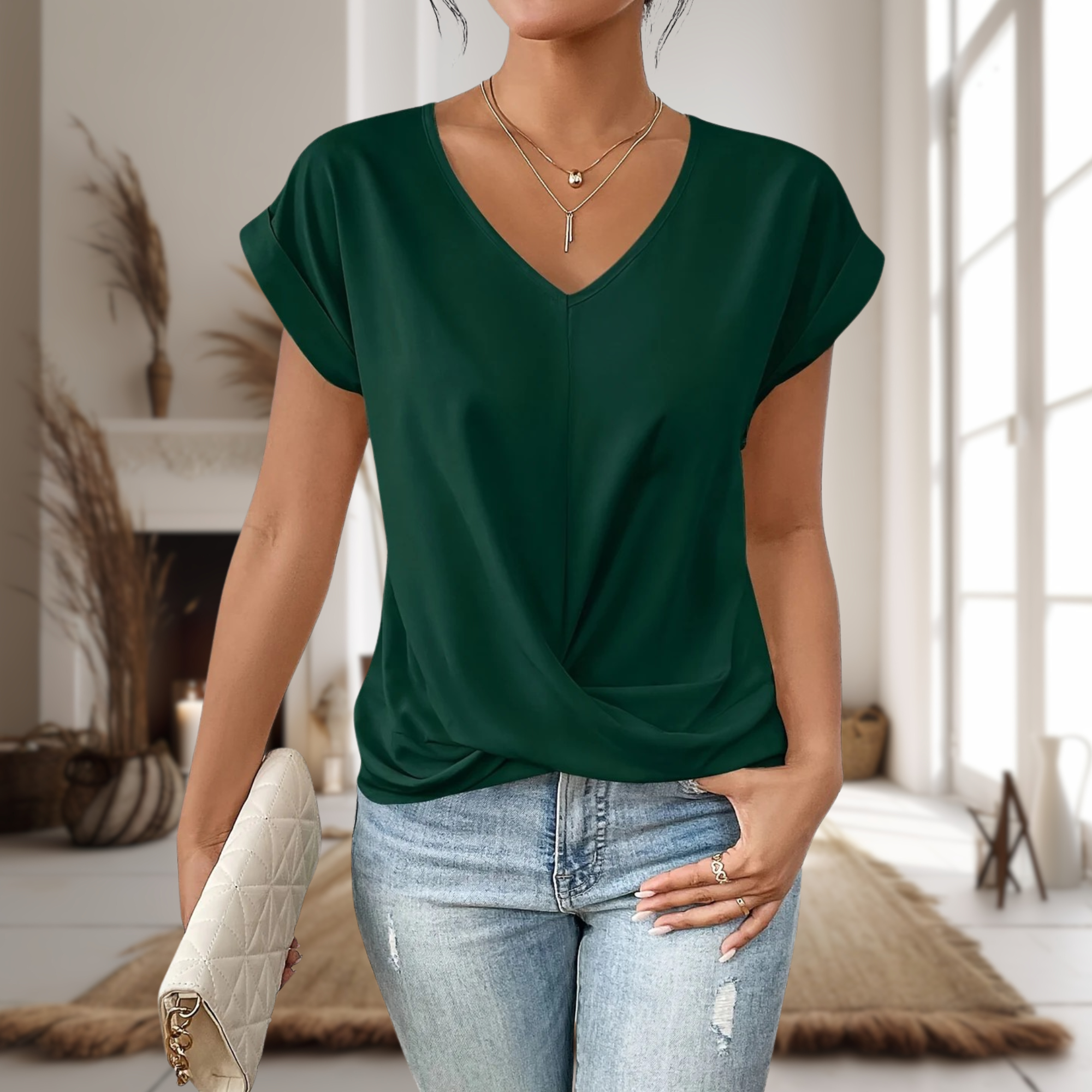 Women’s V-Neck T-Shirt with Short Sleeves