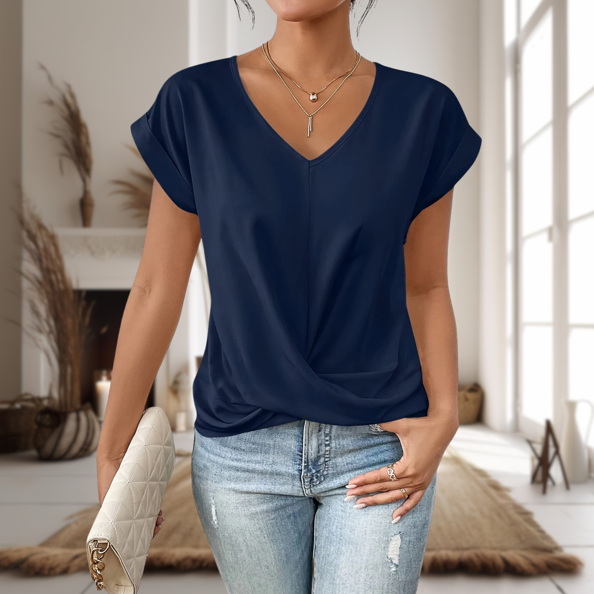 Women’s V-Neck T-Shirt with Short Sleeves