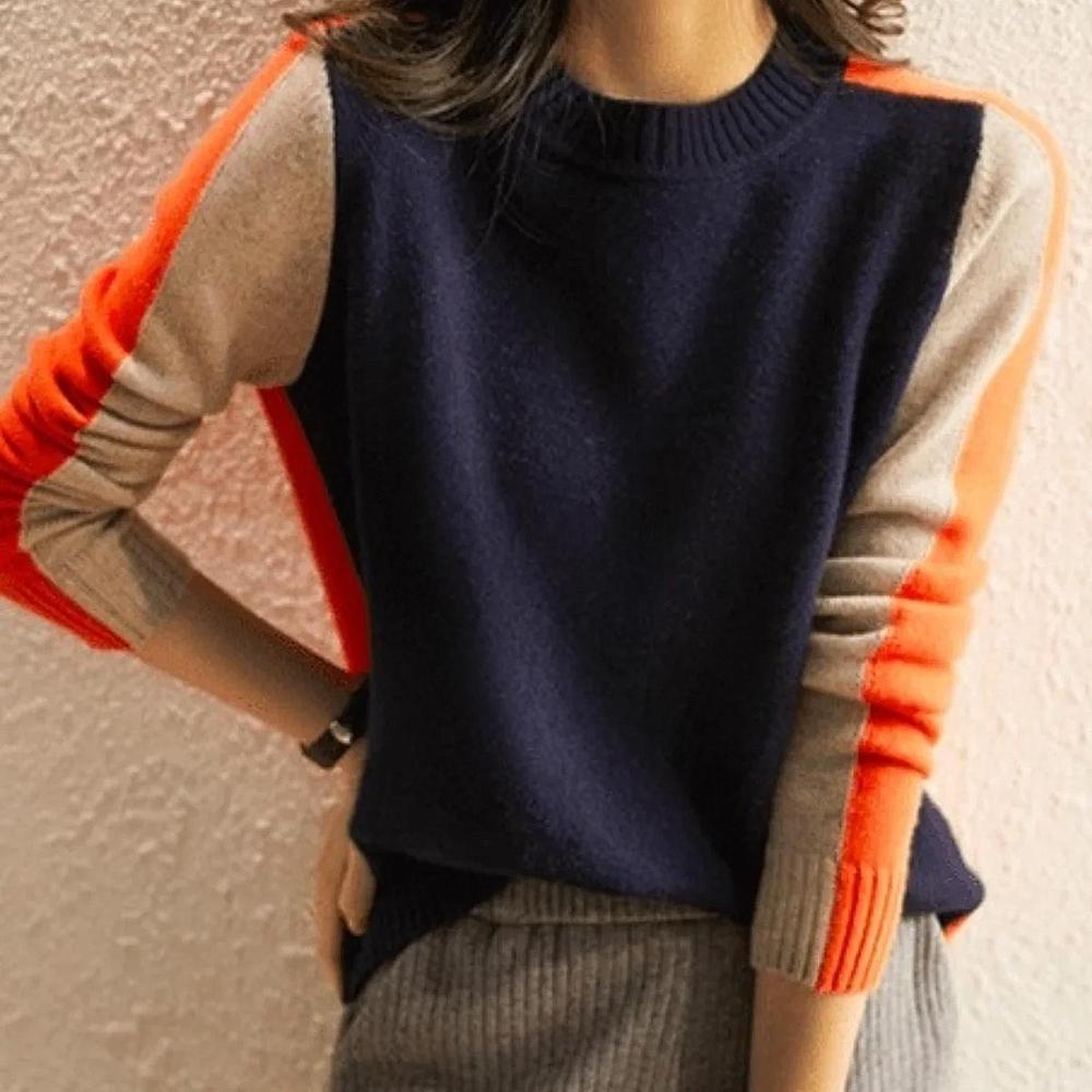 Women’s Striped Knit Jumper with Colour Block Design