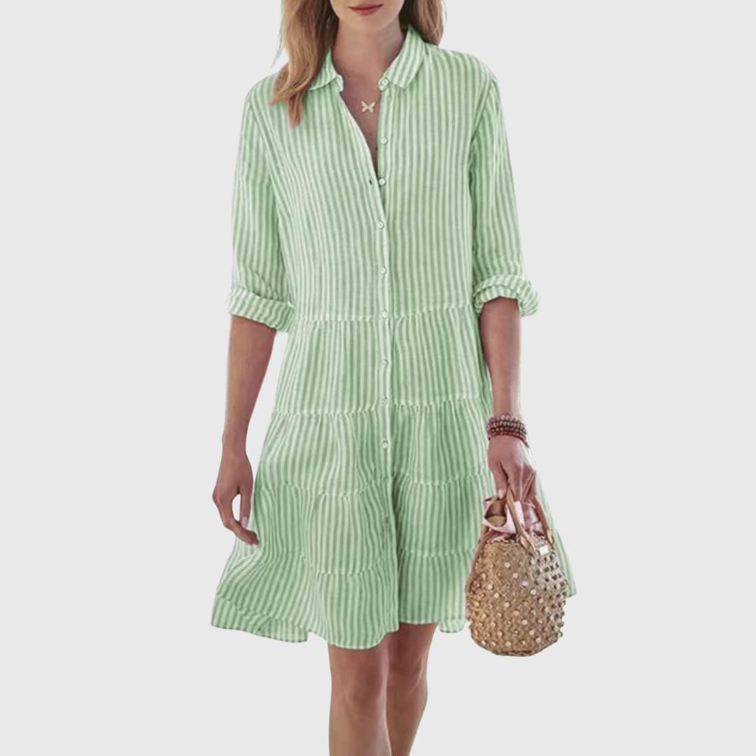 Women's Striped Summer Dress with A-Line Silhouette and Breathable Fabric
