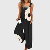 Women’s Printed Wide Leg Dungarees with Adjustable Straps