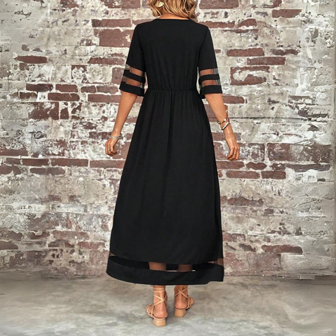 Women’s Flattering Midi Dress with Empire Waist and Flowing Skirt