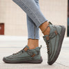 Women’s Lace-Up Ankle Sneakers with Suede and Leather Panels