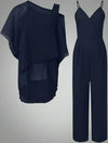 Women’s Two Piece Jumpsuit Set with Chiffon Overlay Top