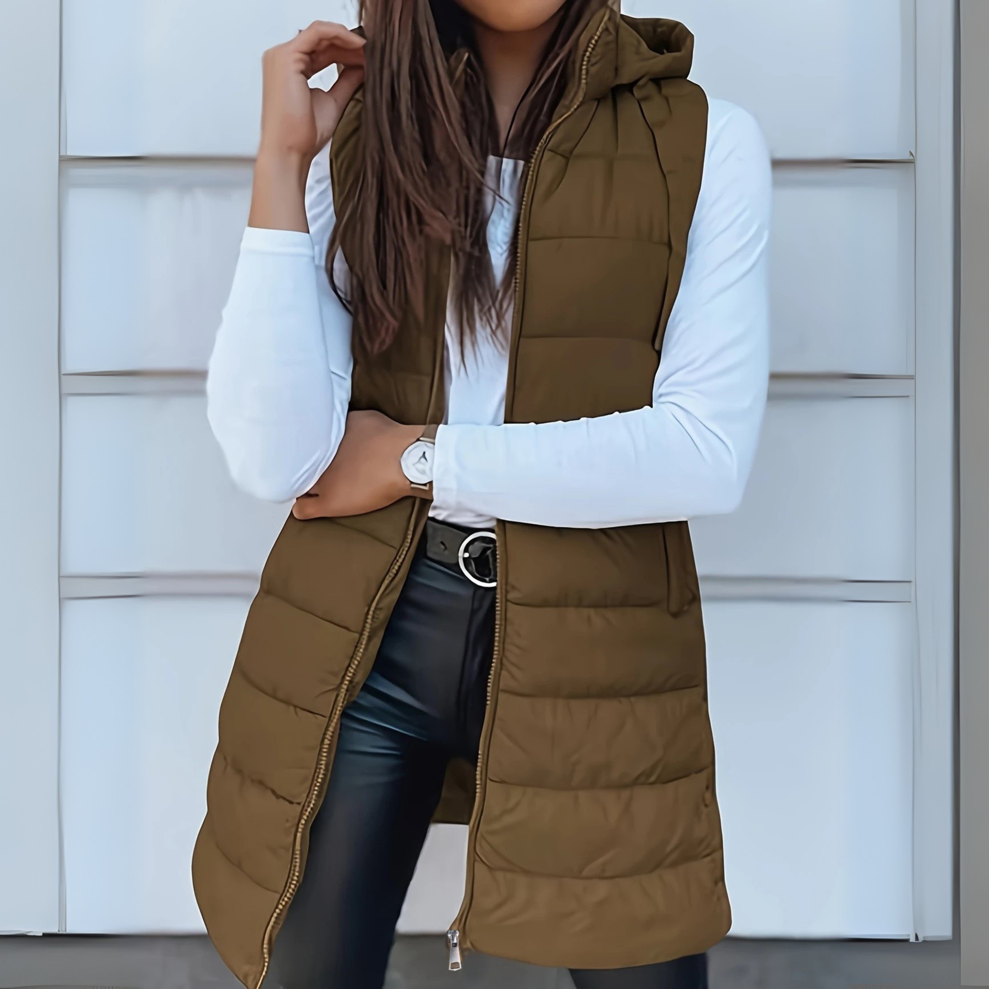 Women’s Longline Hooded Puffer Gilet