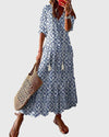 Women’s Boho Summer Maxi Dress with V-Neck and Relaxed Fit