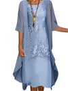 Women’s Wedding Guest Midi Dress with Flowing Sheer Sleeves