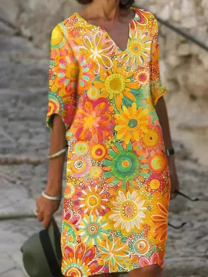 Women’s Floral Summer Midi Dress with Relaxed Fit and Lightweight Fabric