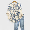 Women’s Floral Lightweight Blouse with V-Neck and Ruffle Sleeves
