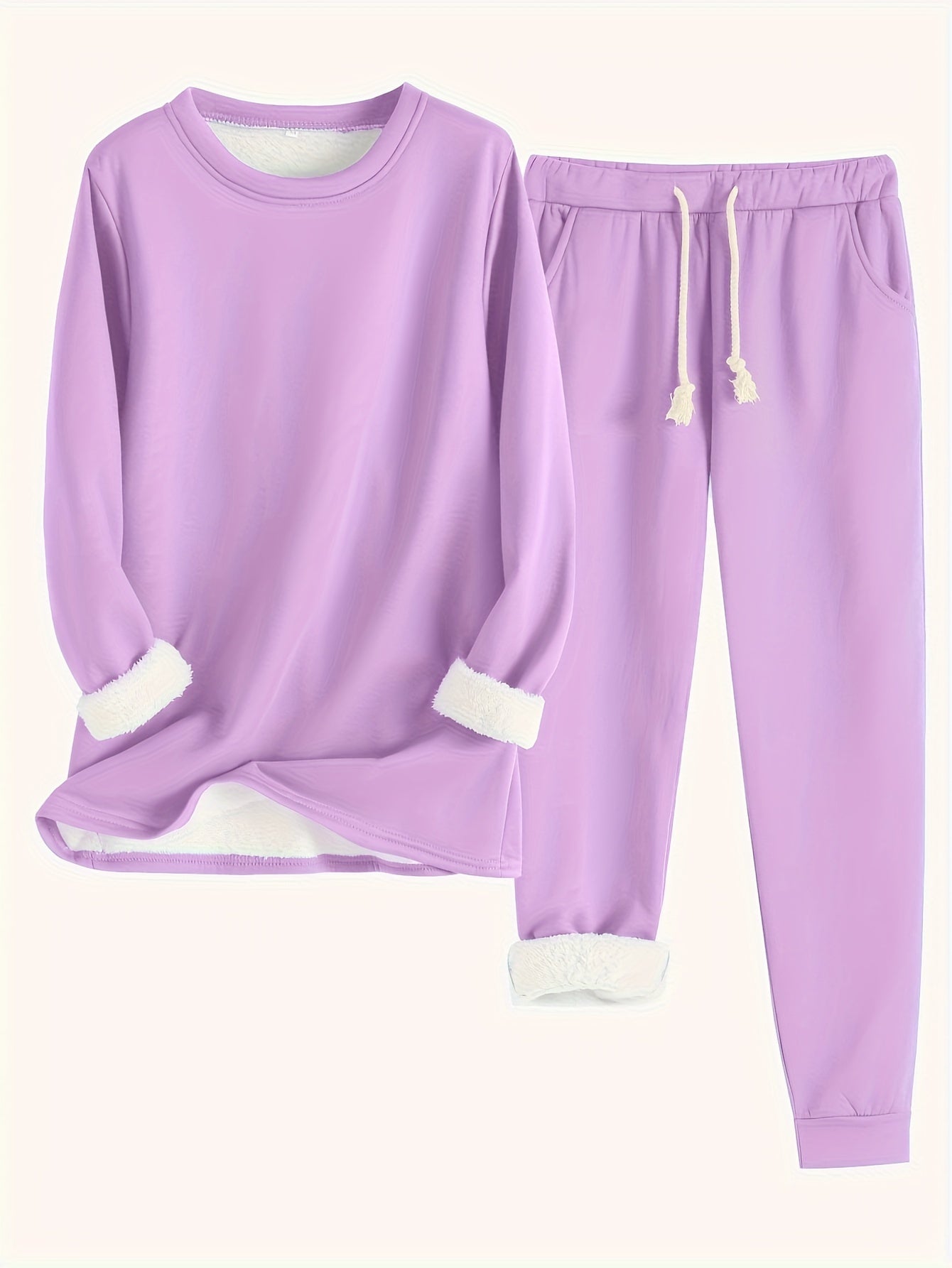 Women’s Two Piece Lounge Set with Soft Fleece Lining