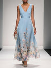 Women’s Floral Wedding Guest Dress with V-Neck