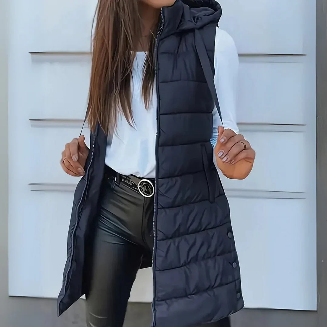 Women’s Longline Hooded Puffer Gilet