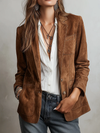 Women’s Button-Down Suede Blazer with Relaxed Tailored Fit