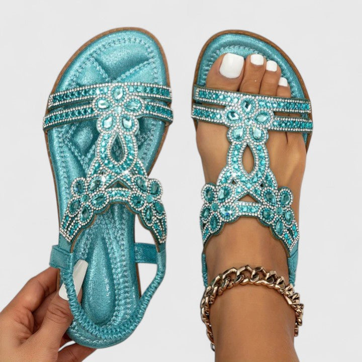 Women’s Orthopedic Sandals with Rhinestone Straps and Comfort Sole