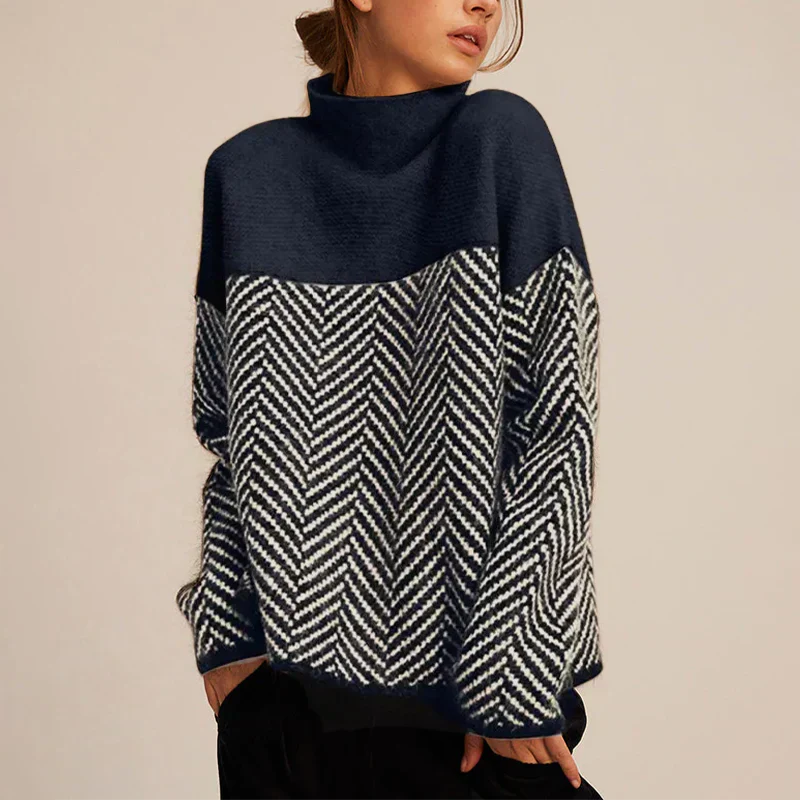 Women’s Chevron Knit Jumper with Cowl Neck