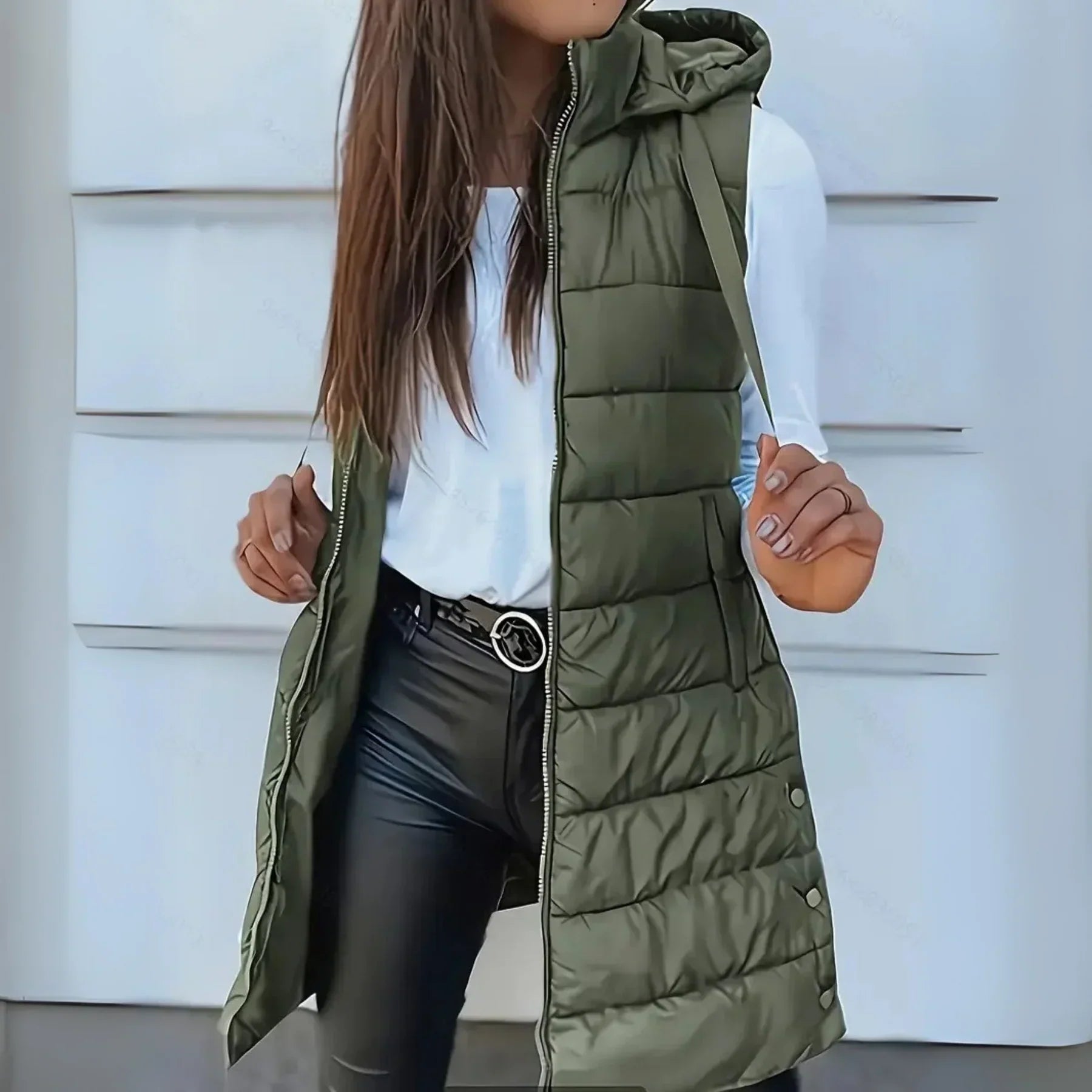 Women’s Longline Hooded Puffer Gilet