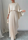Women’s Wedding Guest Pleated Cape Maxi Dress
