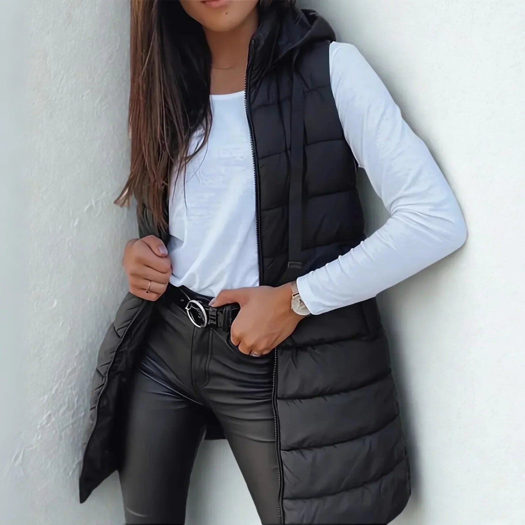 Women’s Longline Hooded Puffer Gilet