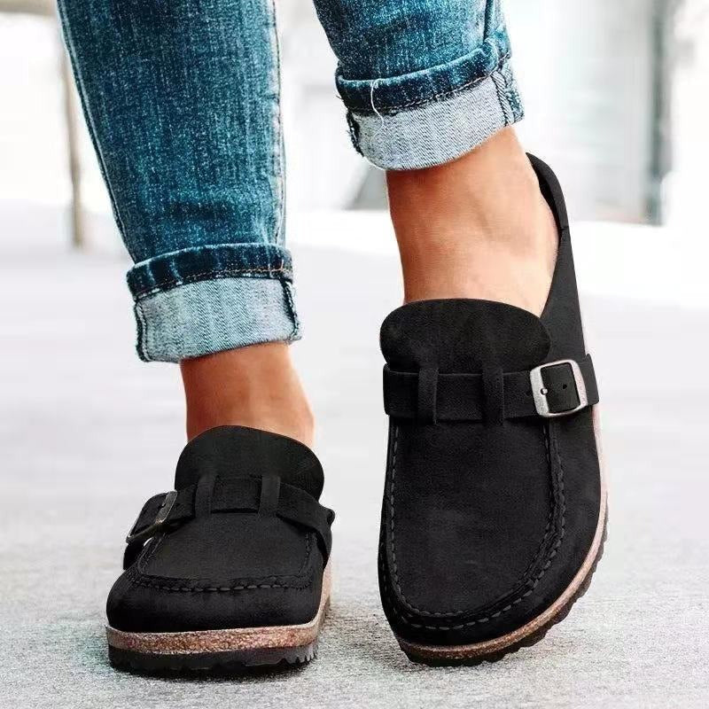 Women’s Soft Footbed Buckle Clogs with Closed Toe