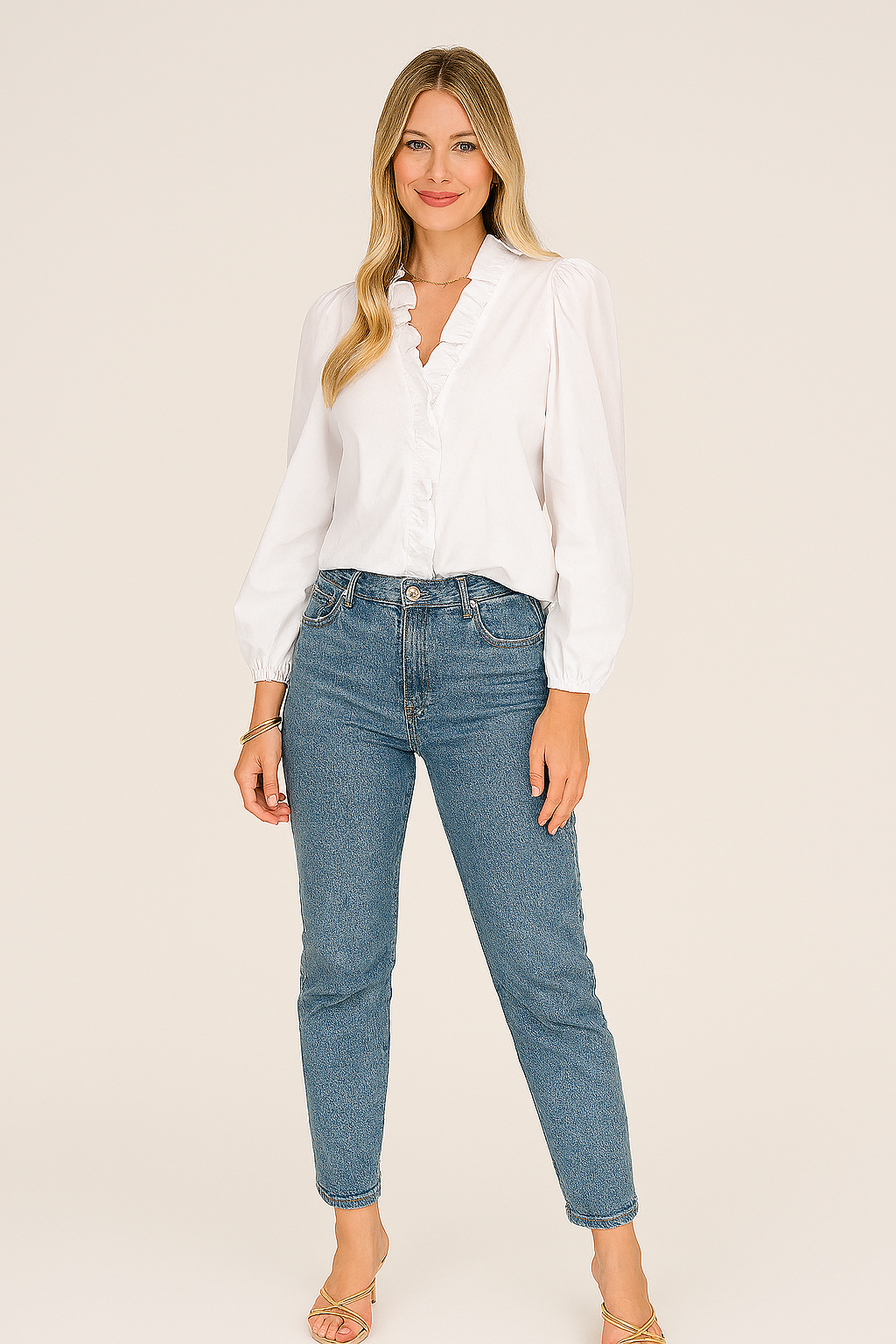 Elegant chic bluse med flæser