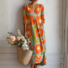 Women’s Floral Linen Maxi Dress with Relaxed Silhouette and Pockets