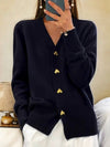 Women’s Elegant Cardigan with Gold Heart Buttons