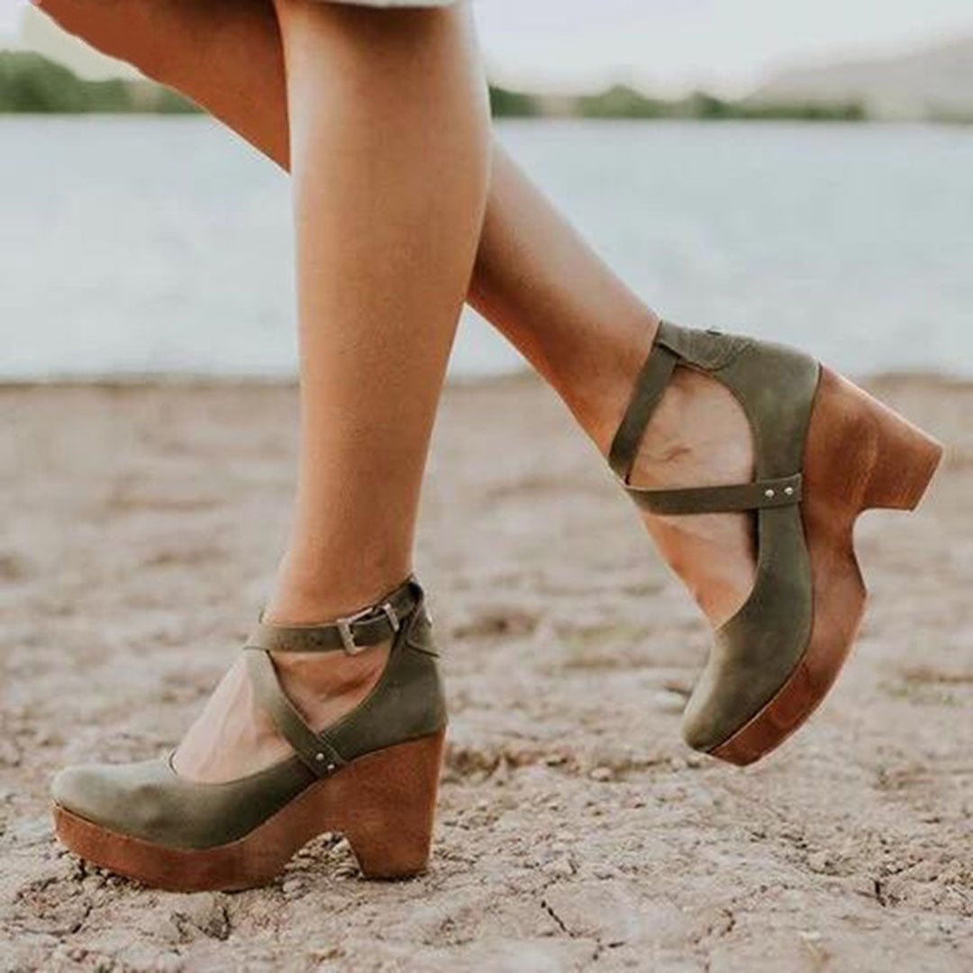 Women’s Platform Wedge Heels with Ankle Strap