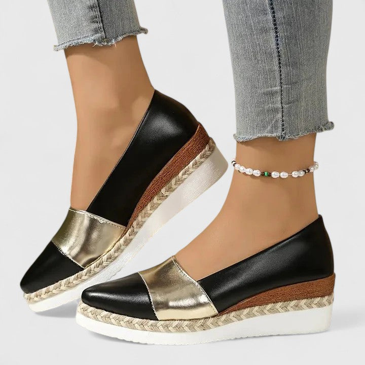 Women’s Platform Espadrilles with Metallic Finish