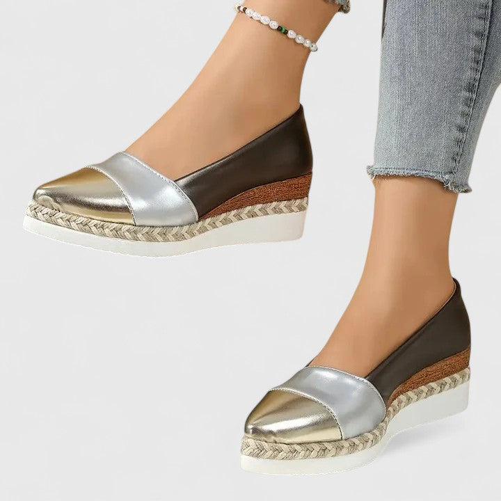 Women’s Platform Espadrilles with Metallic Finish