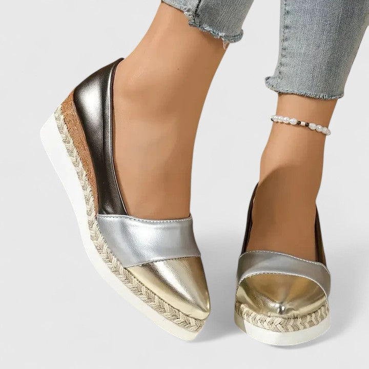 Women’s Platform Espadrilles with Metallic Finish