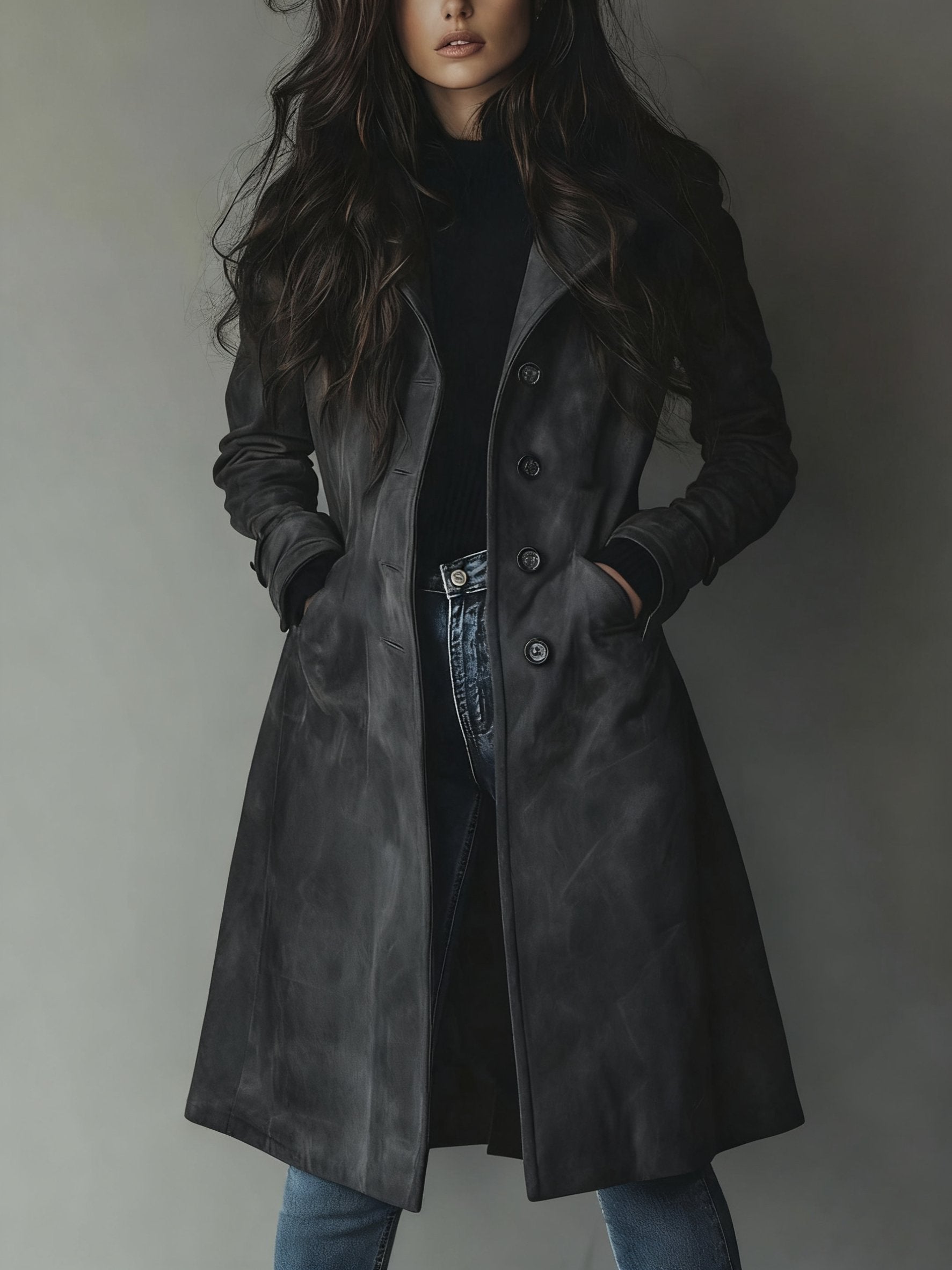 Women’s Double-Breasted Trench Coat with Relaxed Fit