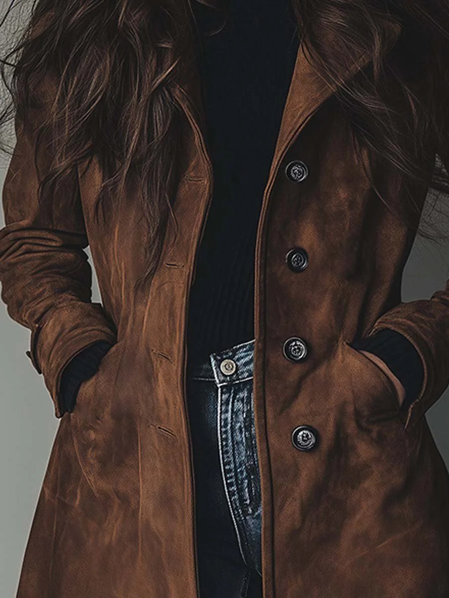 Women’s Double-Breasted Trench Coat with Relaxed Fit
