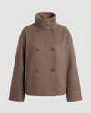 Women’s Cropped Double-Breasted Jacket with Stand Collar