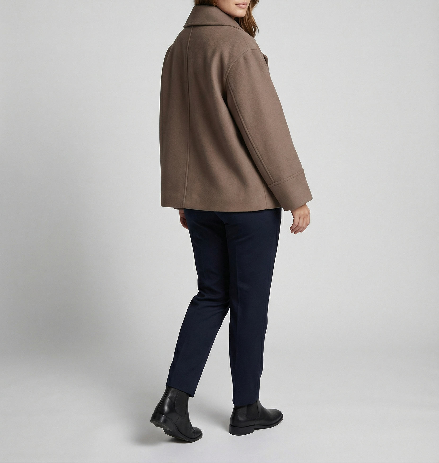 Women’s Cropped Double-Breasted Jacket with Stand Collar