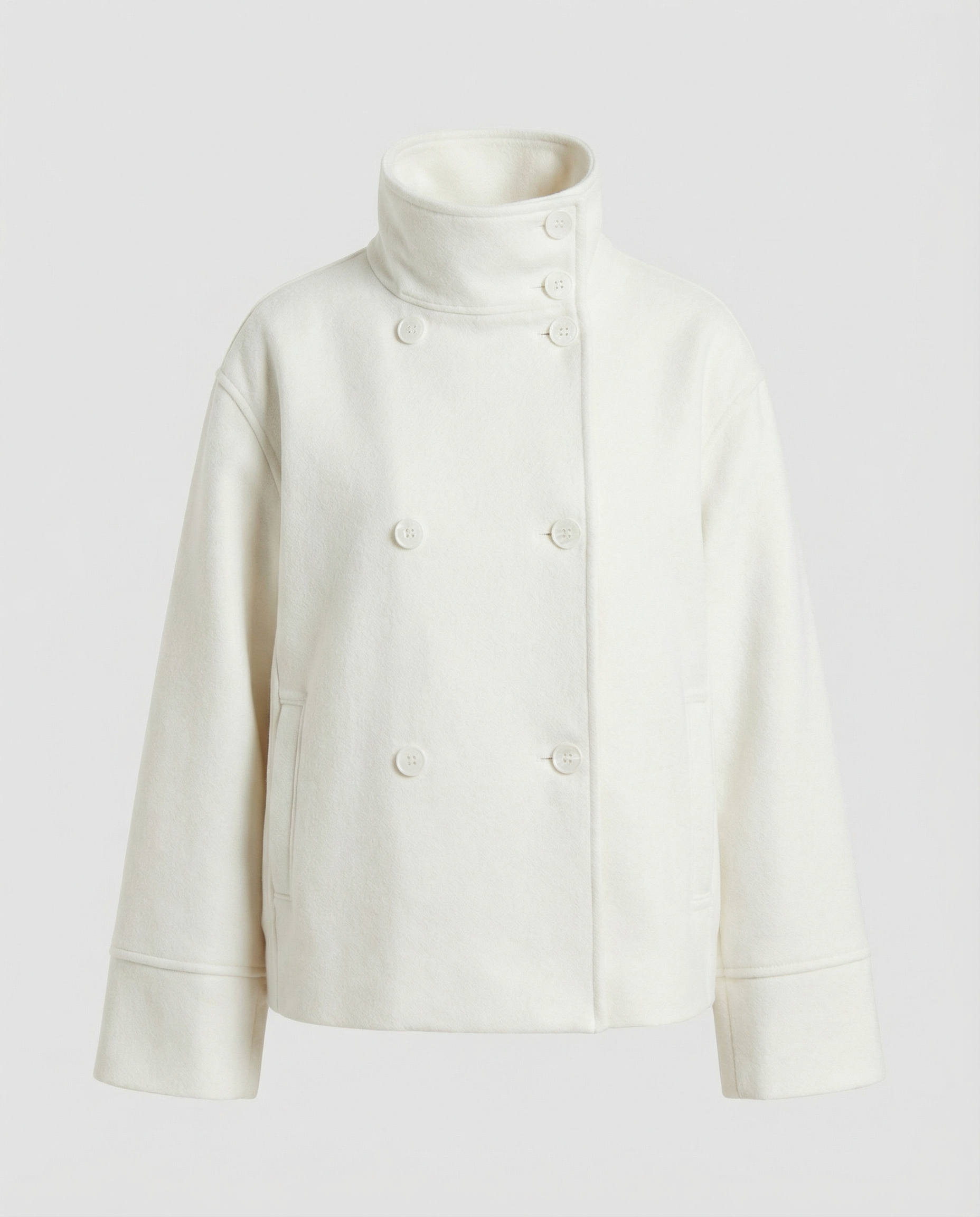 Women’s Cropped Double-Breasted Jacket with Stand Collar