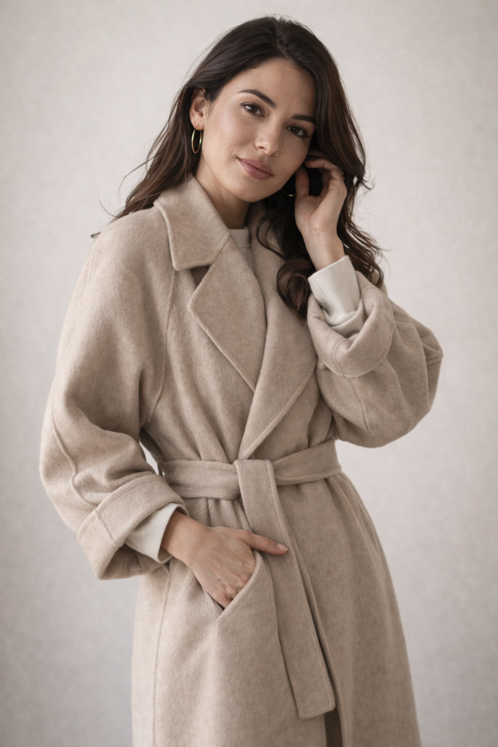 Women’s Belted Trench Coat with Classic Lapel