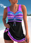 Women’s Patterned Swimsuit with Built-In Shorts and Ruched Bust