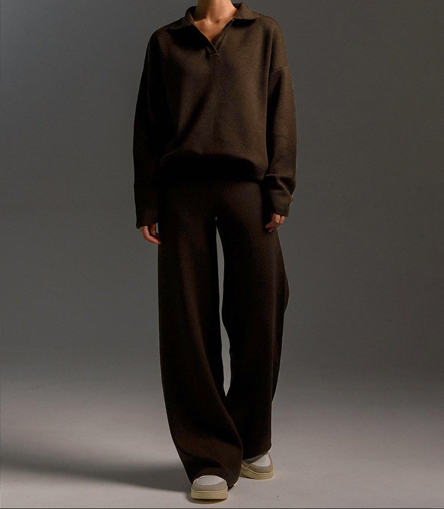 Women’s Polo Jumper and Wide Leg Trouser Set