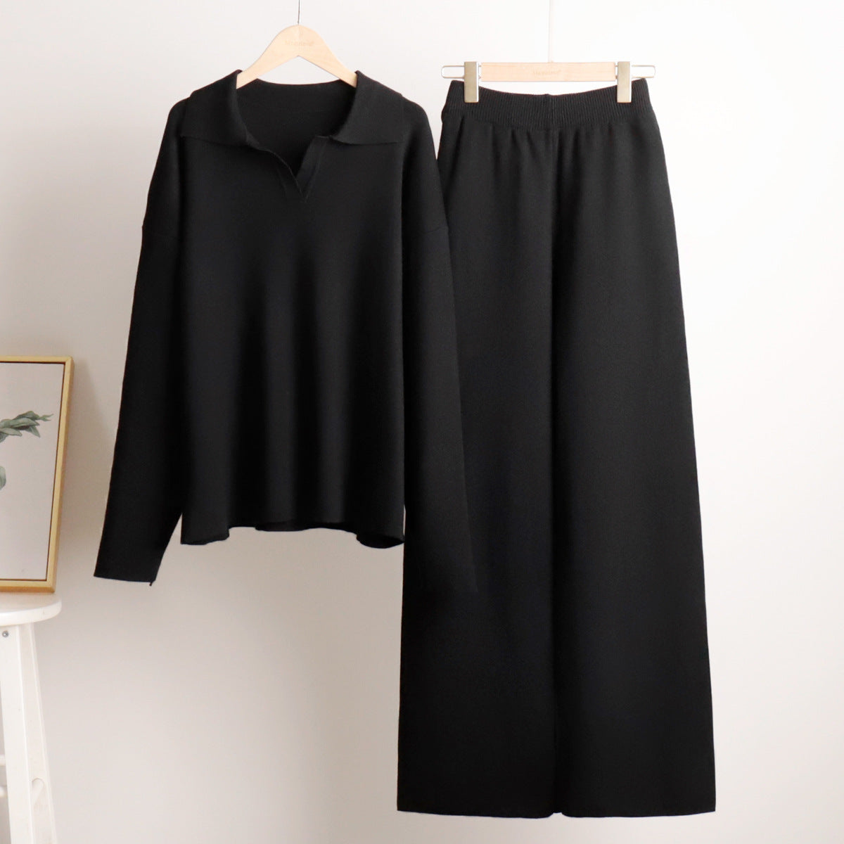 Women’s Polo Jumper and Wide Leg Trouser Set