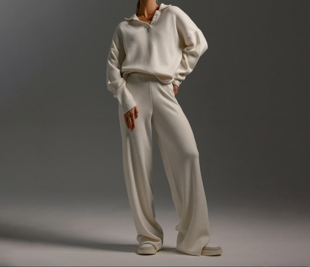 Women’s Polo Jumper and Wide Leg Trouser Set