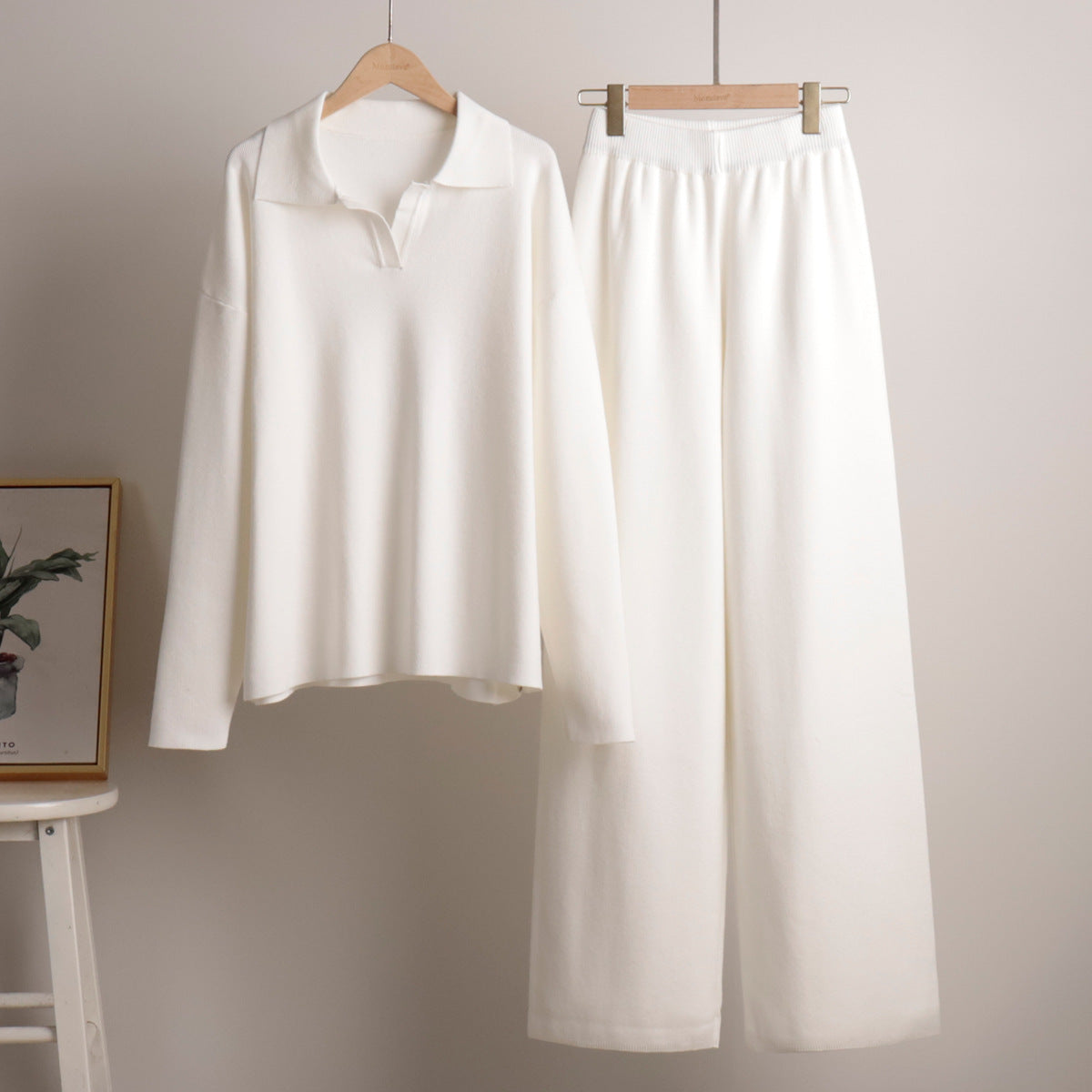 Women’s Polo Jumper and Wide Leg Trouser Set