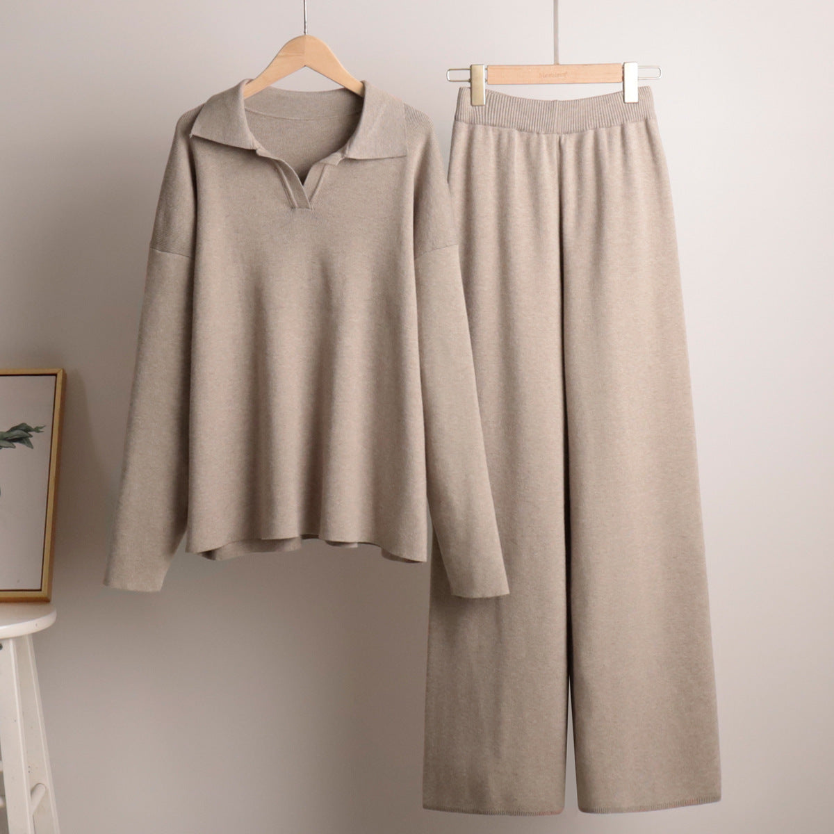Women’s Polo Jumper and Wide Leg Trouser Set
