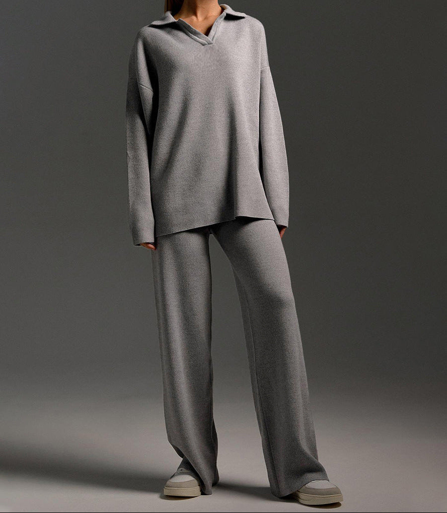 Women’s Polo Jumper and Wide Leg Trouser Set
