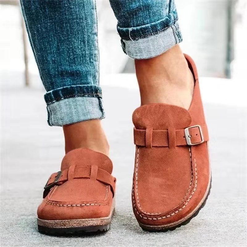 Women’s Soft Footbed Buckle Clogs with Closed Toe