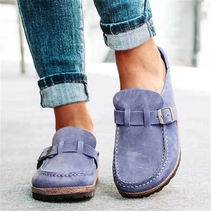Women’s Soft Footbed Buckle Clogs with Closed Toe