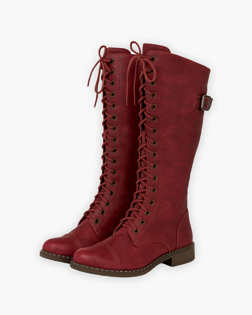 Women’s Knee High Lace Up Boots with Block Heel