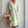 Women’s Linen Maxi Dress with Abstract Print and Relaxed Fit