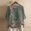 Women’s Vintage Floral Blouse with Three-Quarter Sleeves